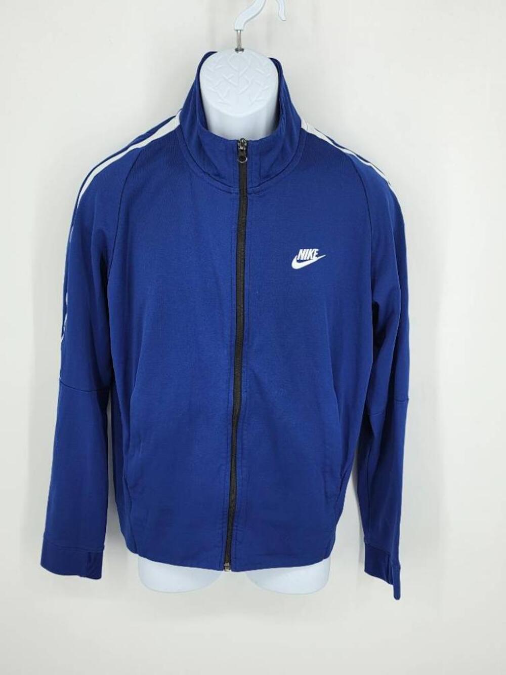 Nike N98 Tribute Track Jacket Royal Blue White Striped Full Zip Men Size Medium